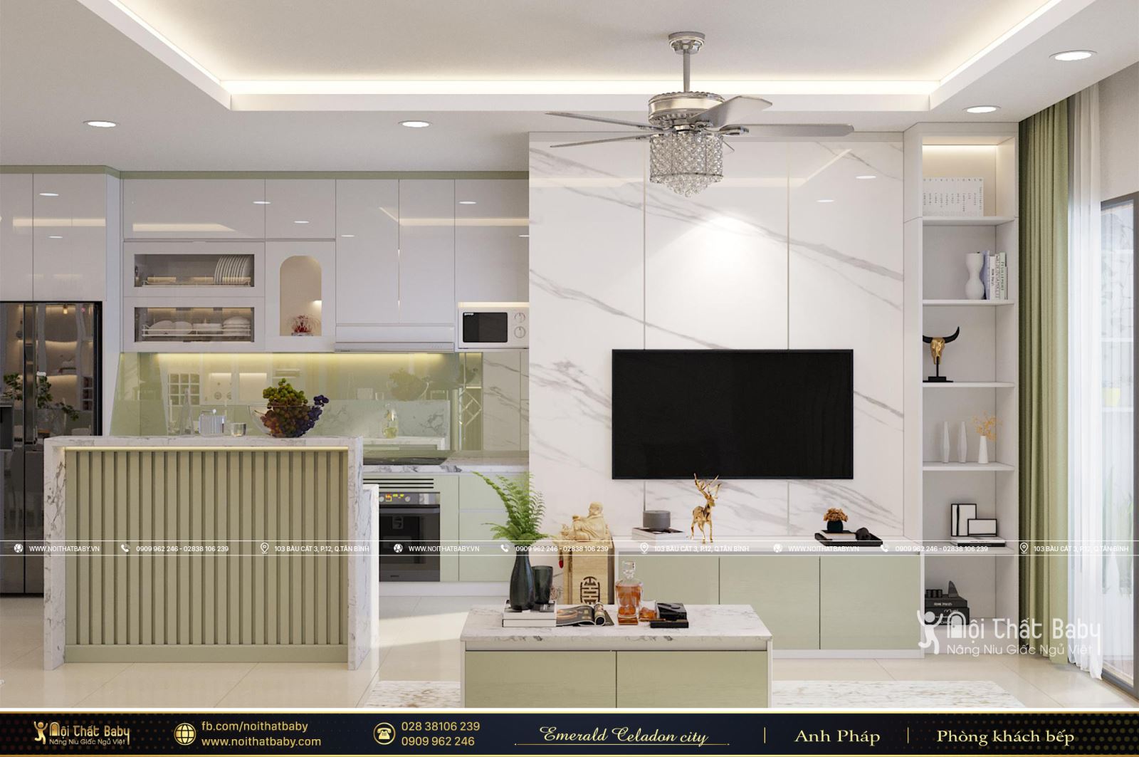 Thiết kế nội thất căn hộ chung cư cao cấp Emerald Celadon City 104m2